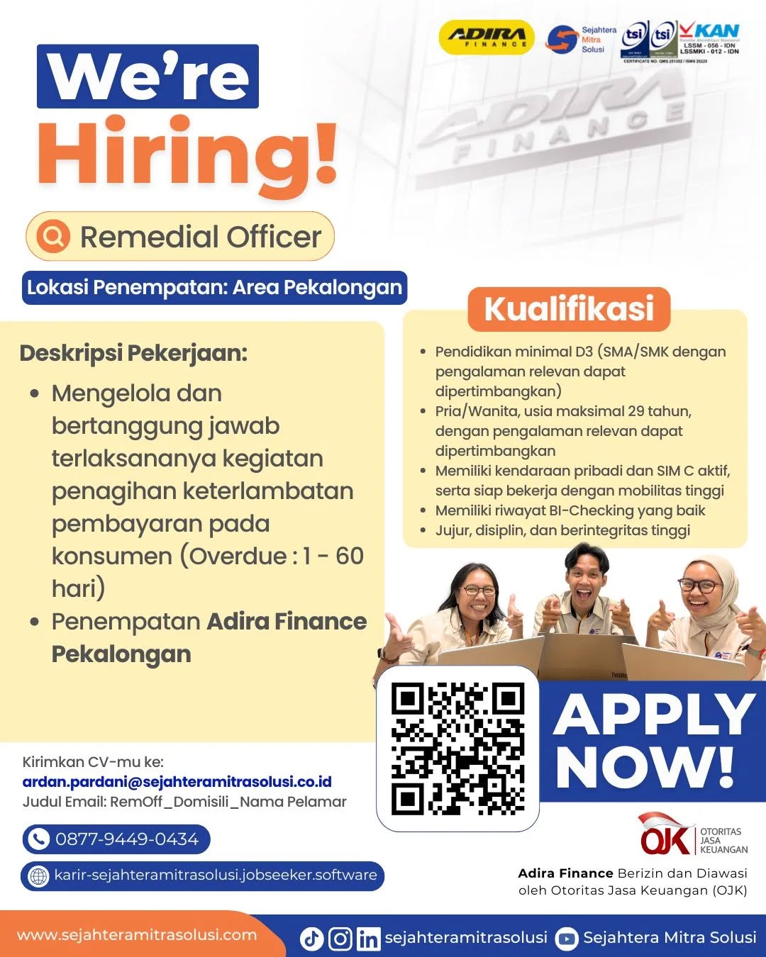 Poster lowongan Remedial Officer