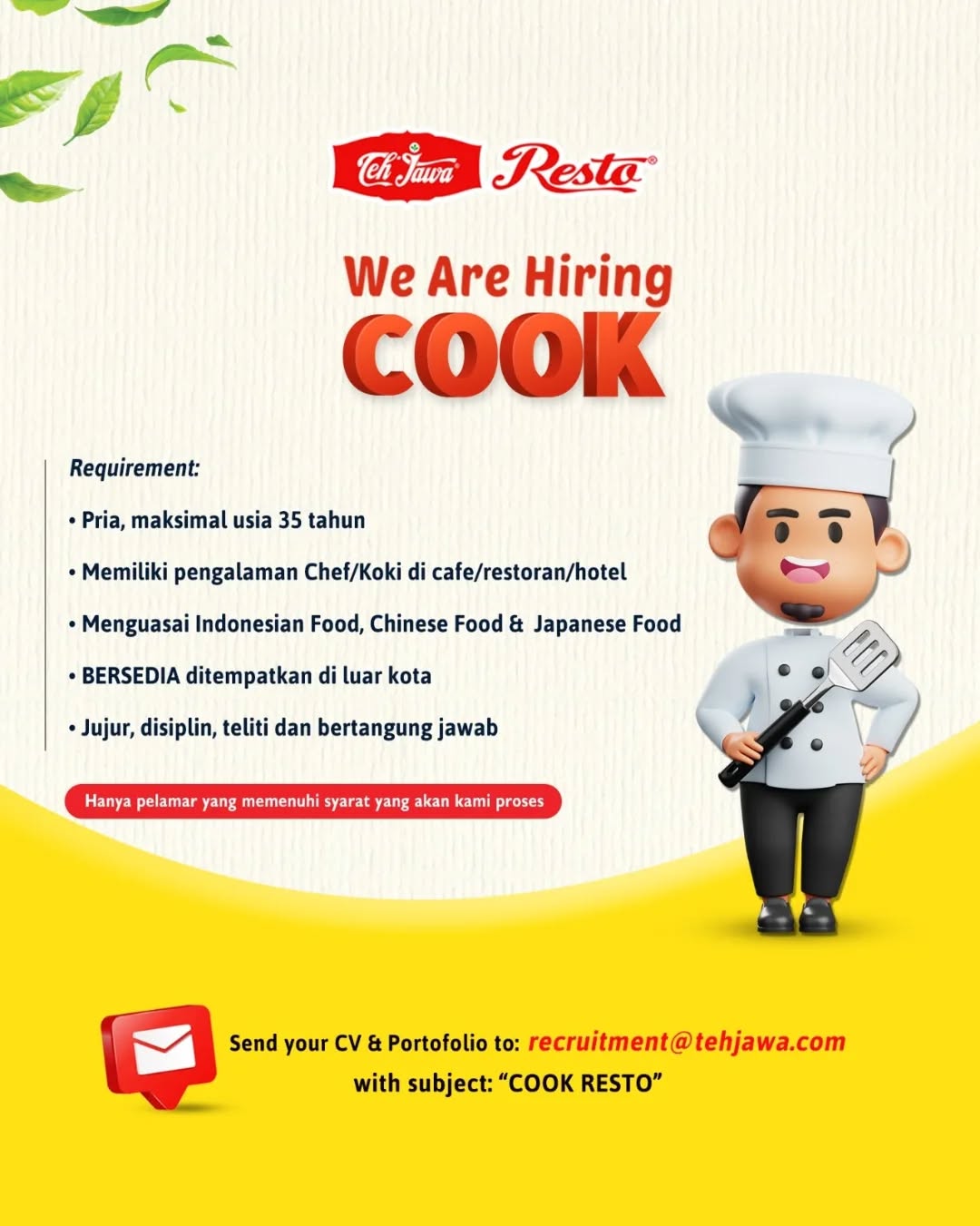 Poster lowongan Cook