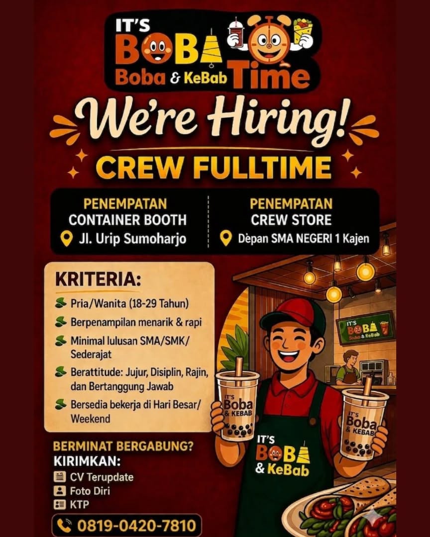 Poster lowongan Crew Fulltime