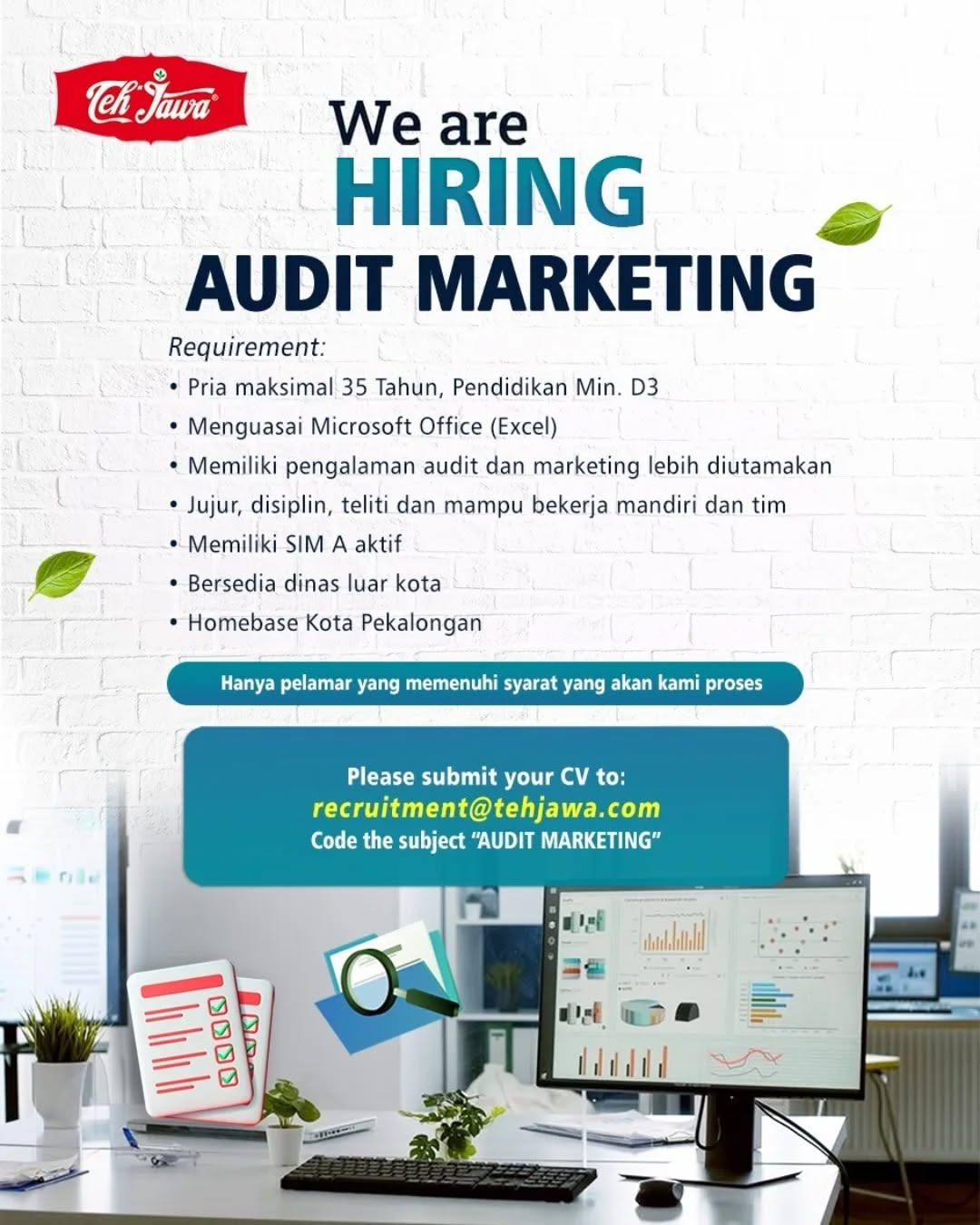 Poster lowongan Audit Marketing