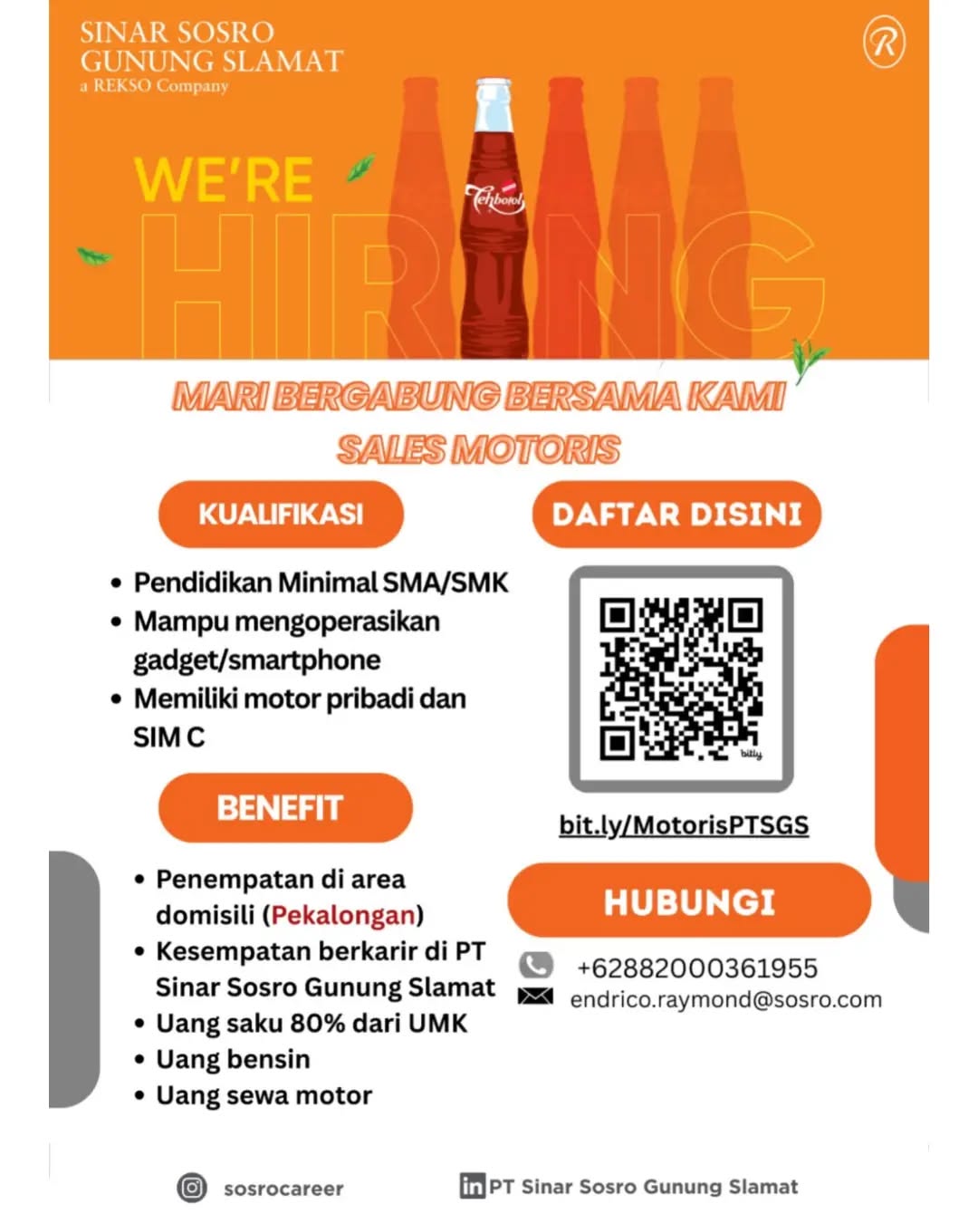 Poster lowongan Sales Motoris