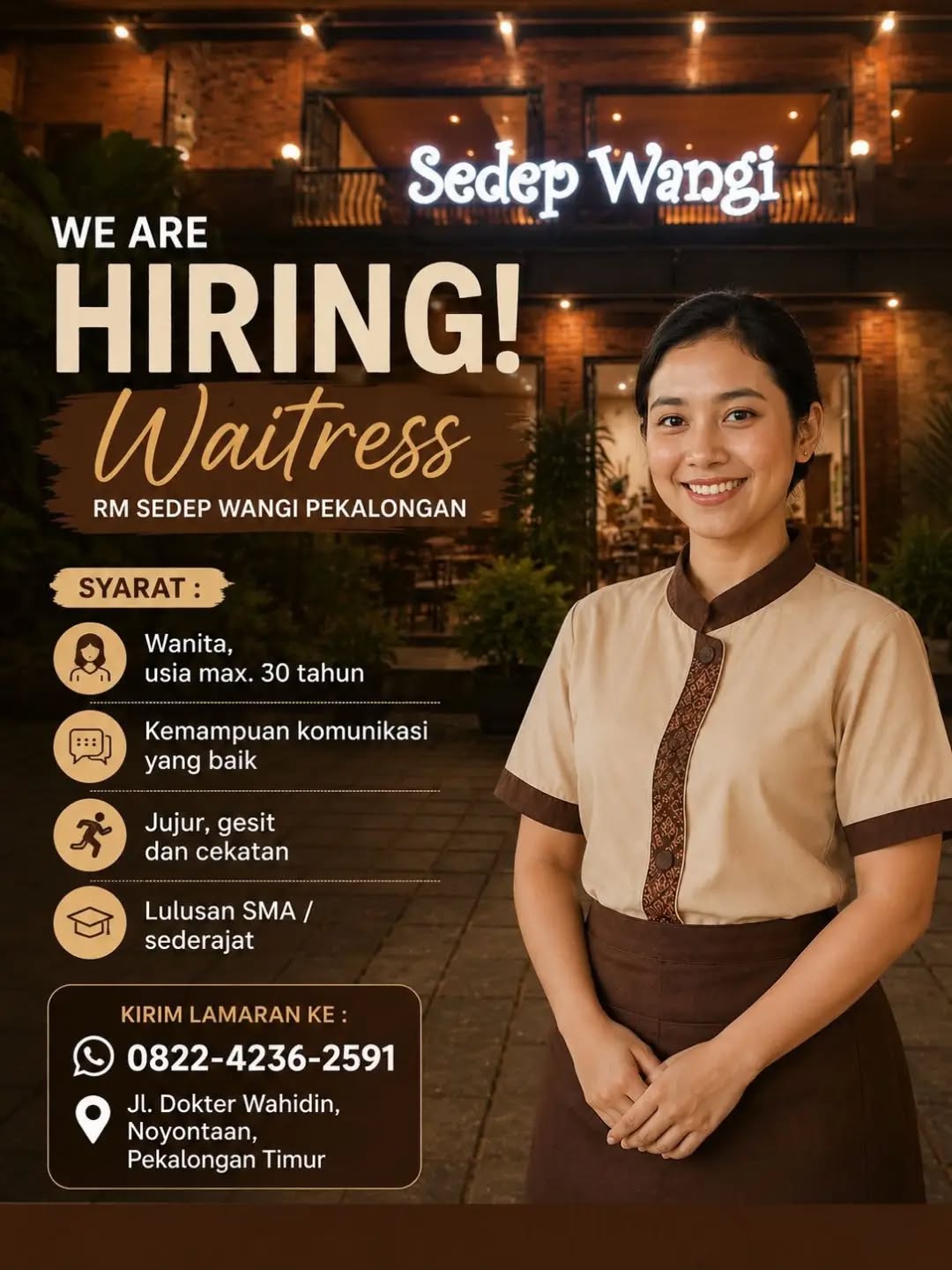 Poster lowongan Waitress