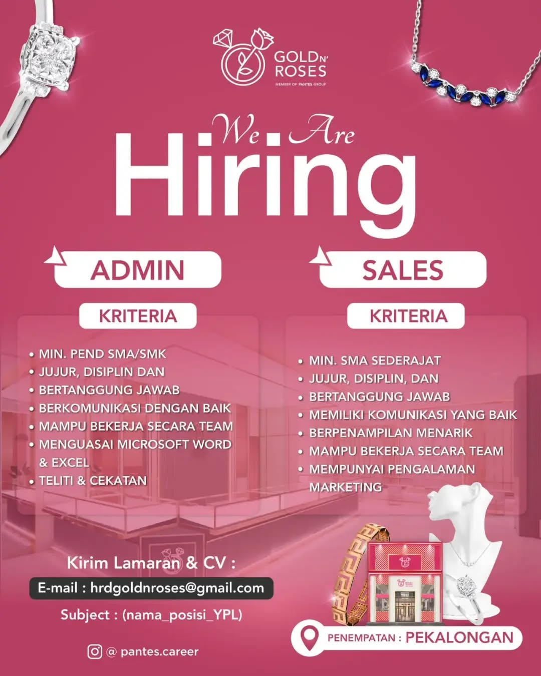 Poster lowongan Admin & Sales