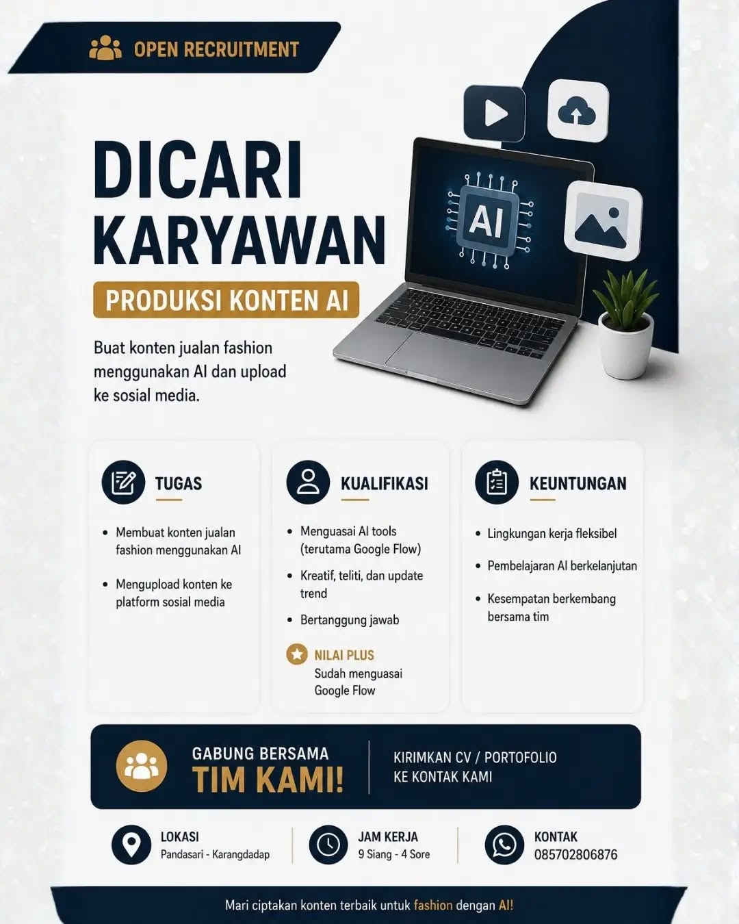 Poster lowongan Produksi Konten AI