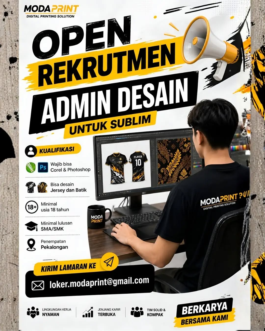 Poster lowongan Admin Desain