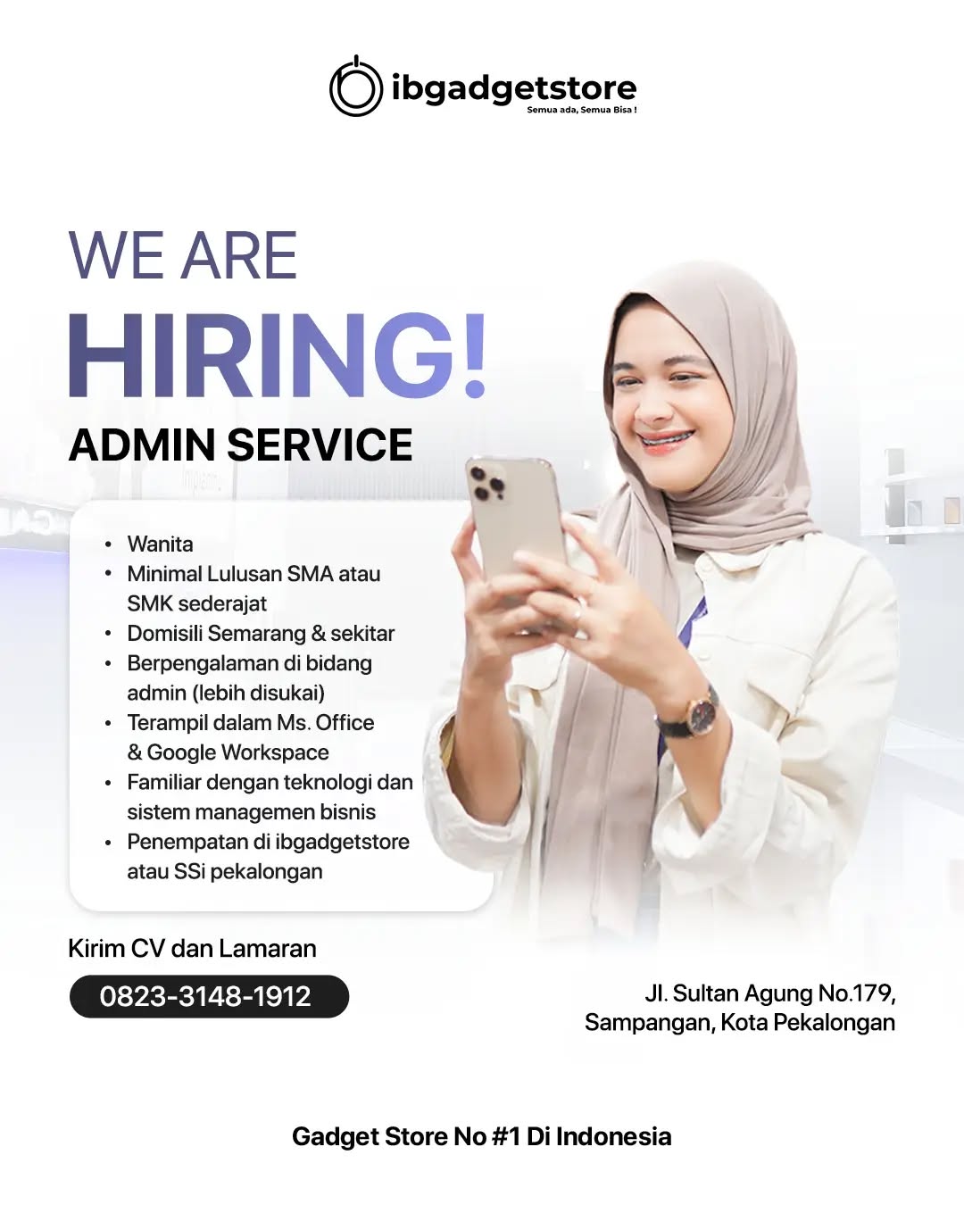 Poster lowongan Admin Service