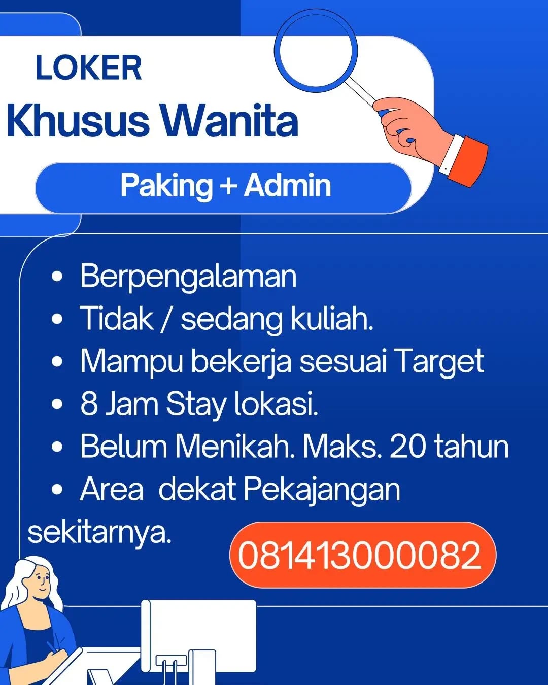 Poster lowongan Packing & Admin