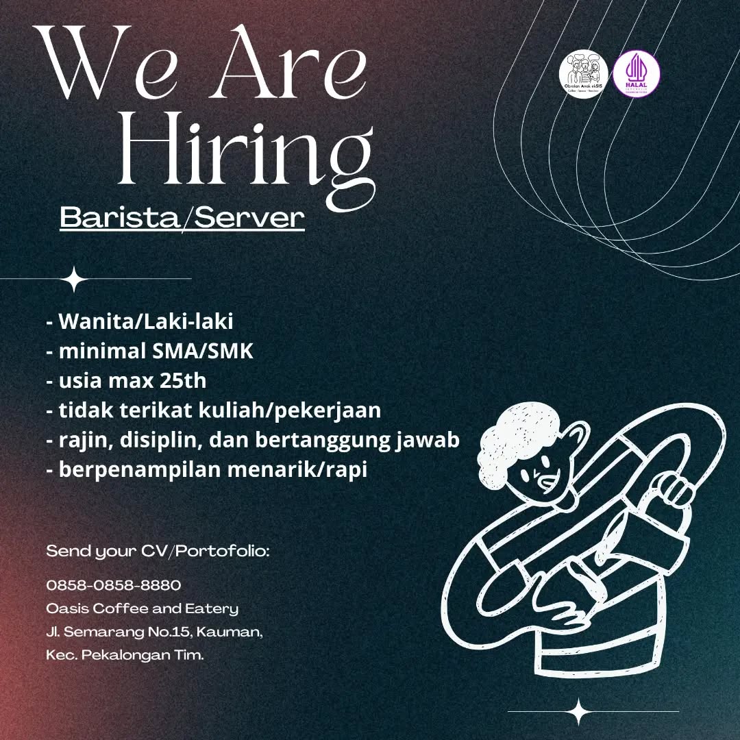 Poster lowongan Barista / Server