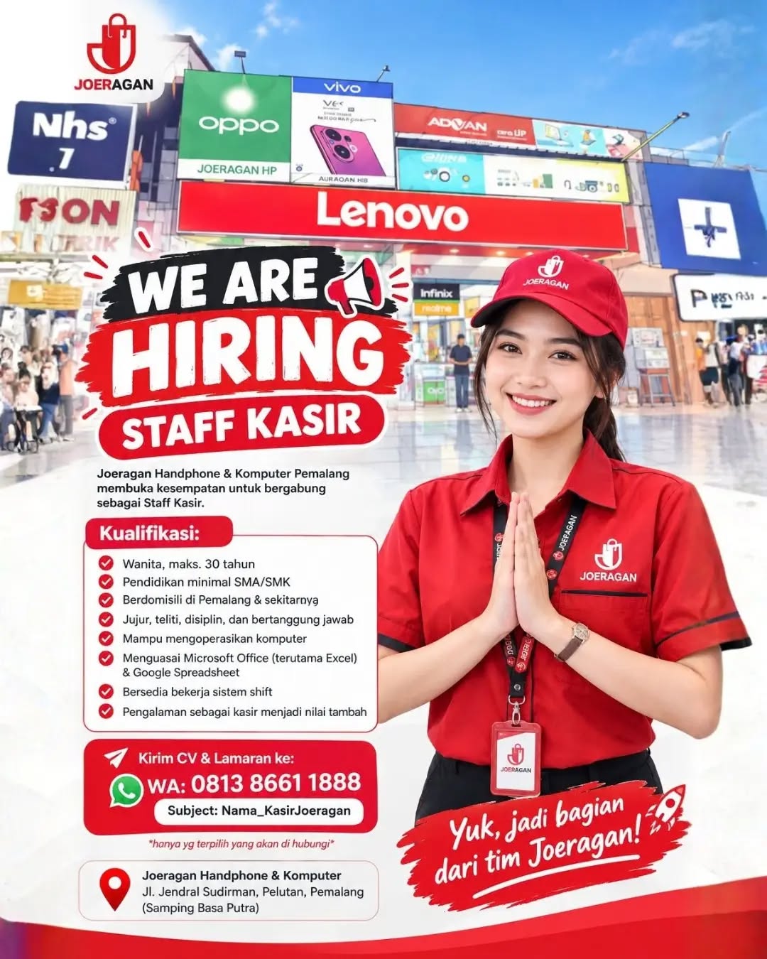 Poster lowongan Staff Kasir