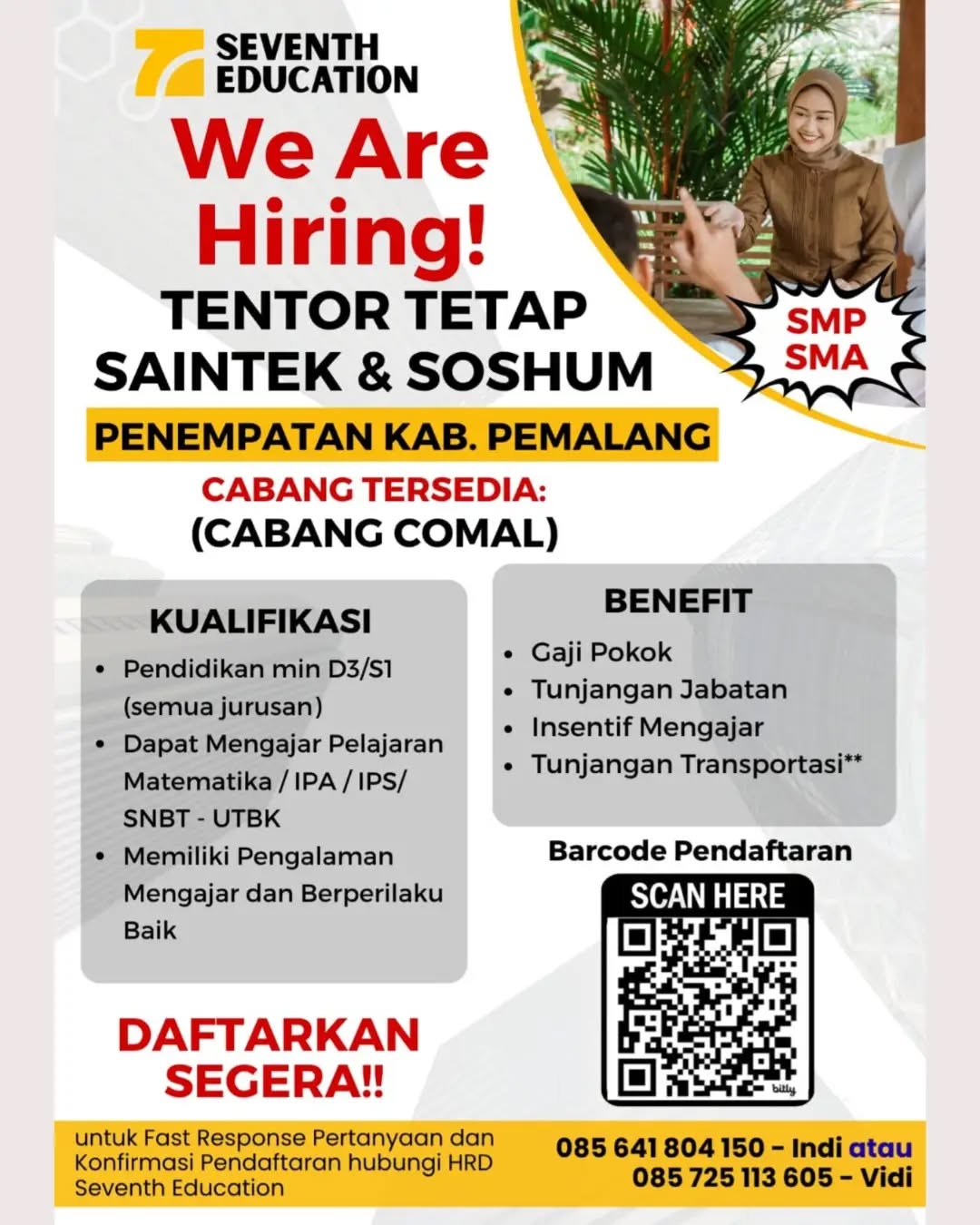 Poster lowongan Tentor Tetap Saintek & Soshum