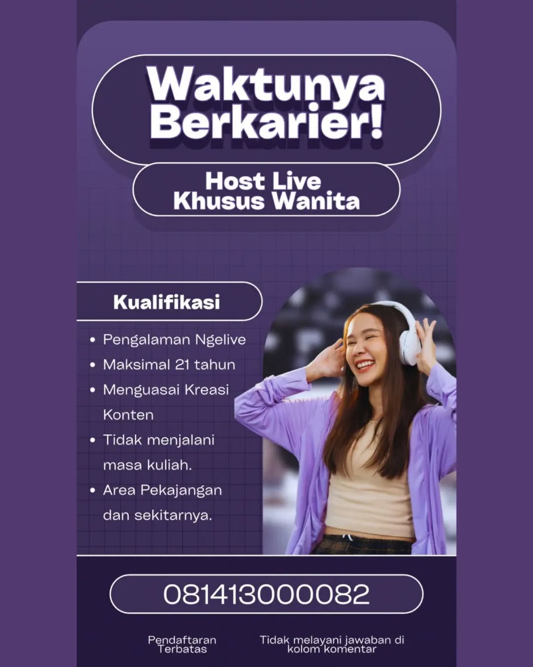 Poster lowongan Host Live