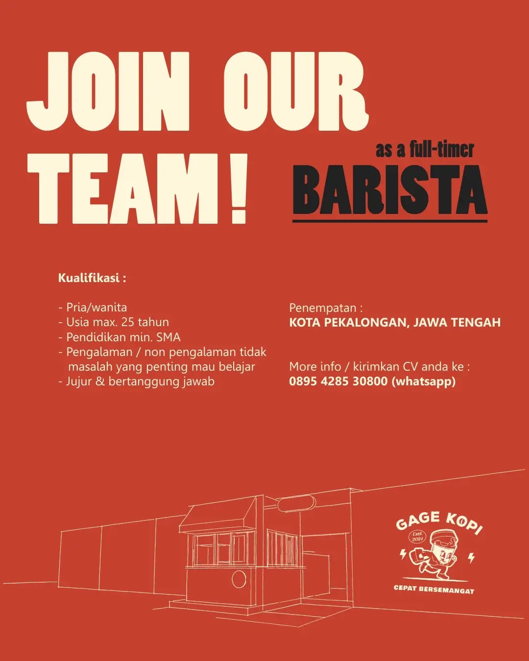 Poster lowongan Barista