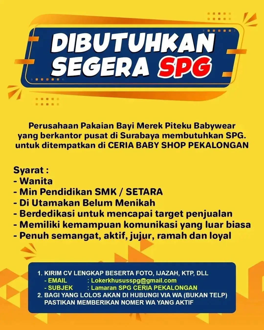 Poster lowongan SPG