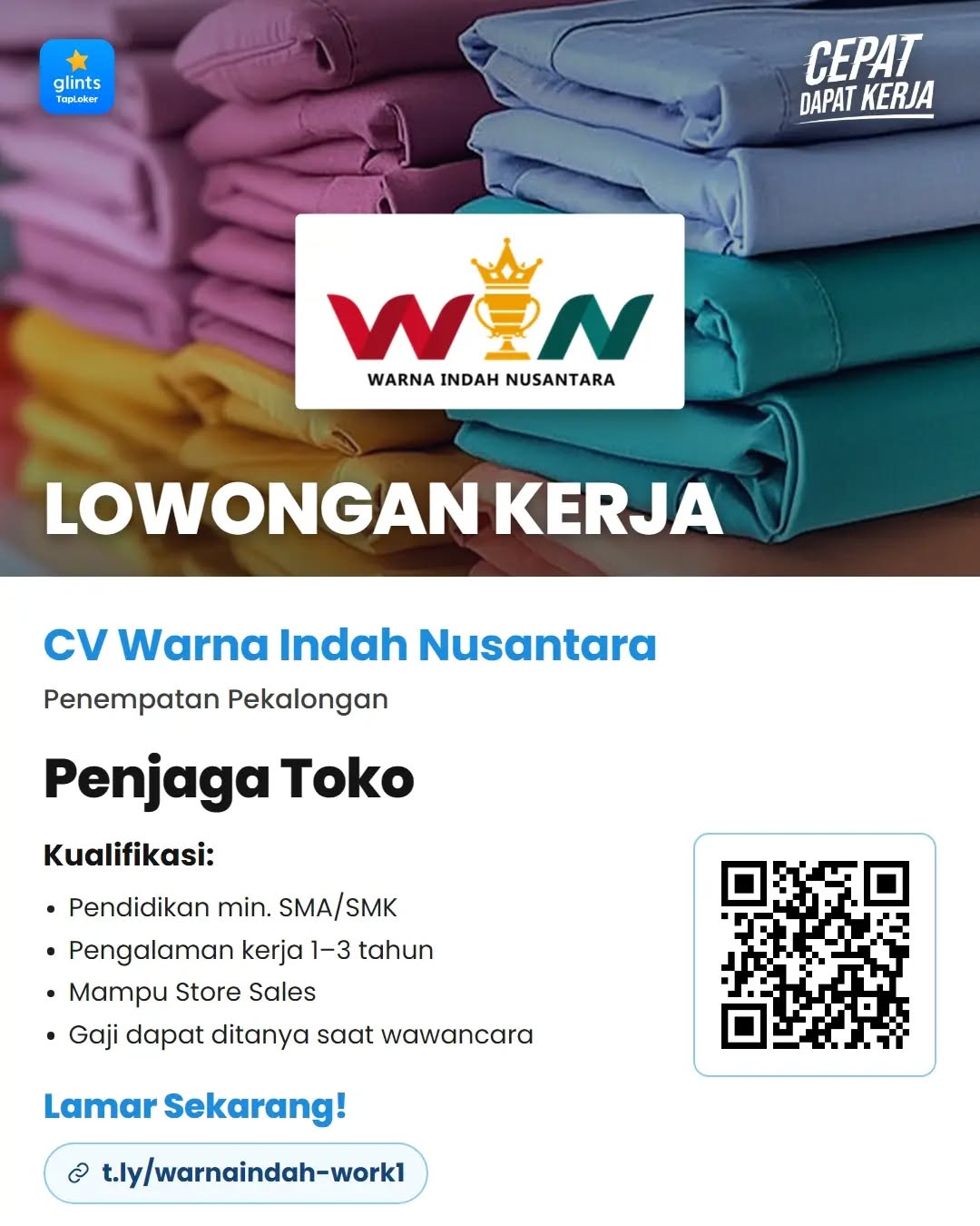Poster lowongan Penjaga Toko