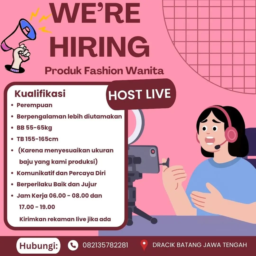 Poster lowongan Host Live