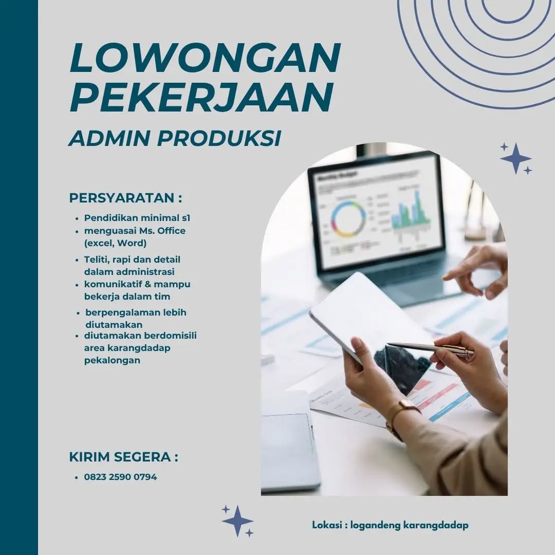 Poster lowongan Admin Produksi