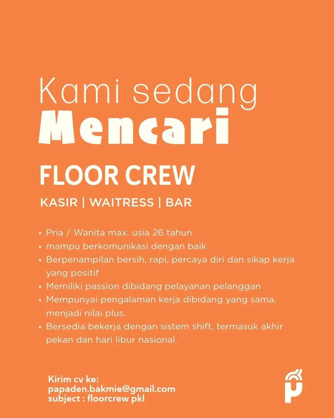 Poster lowongan Floor Crew