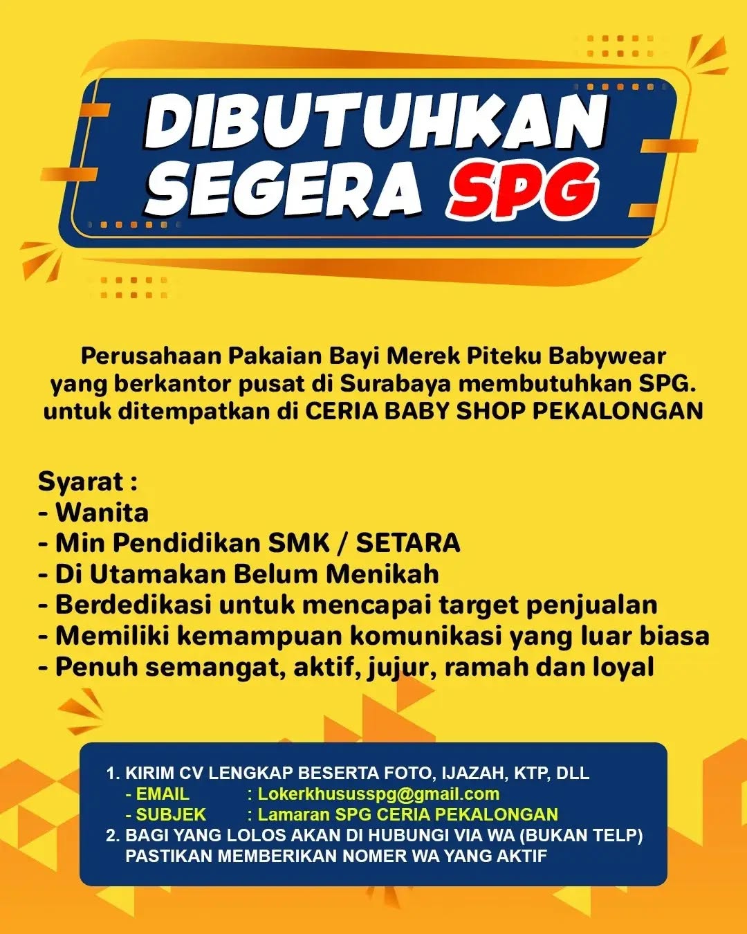 Poster lowongan SPG
