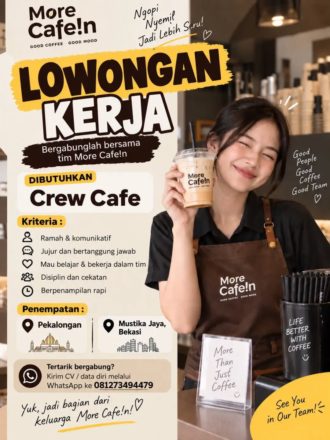 Poster lowongan Crew Cafe