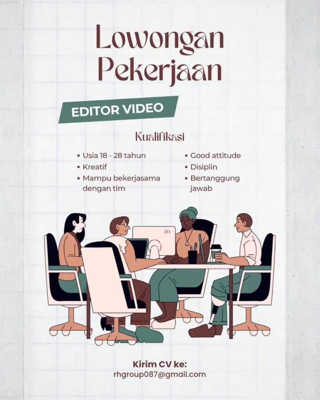 Poster lowongan Editor Video