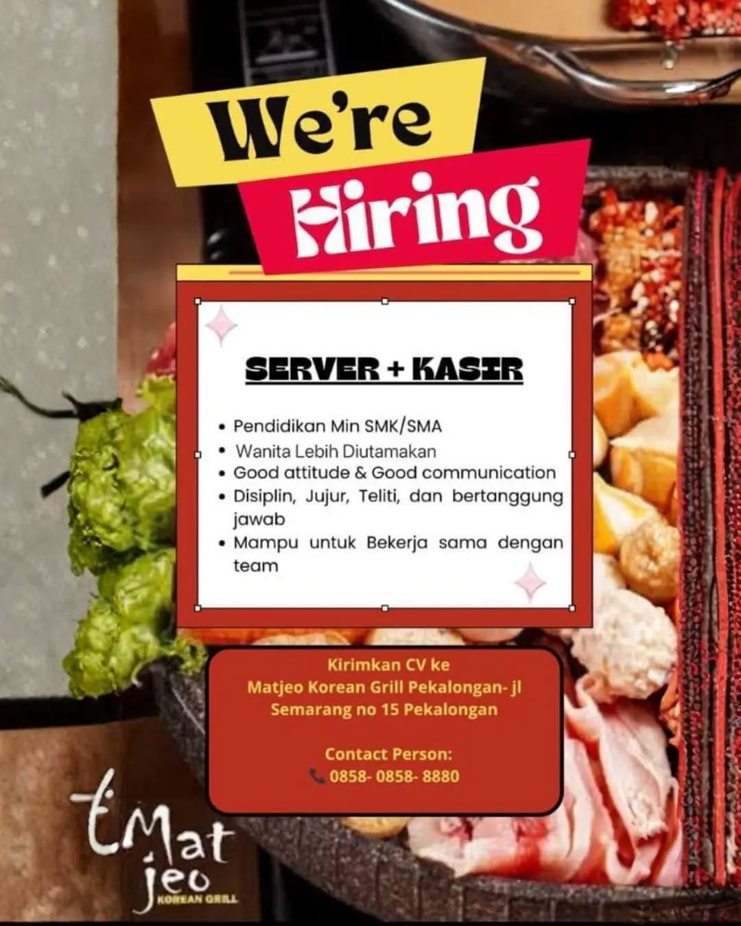 Poster lowongan Server & Kasir