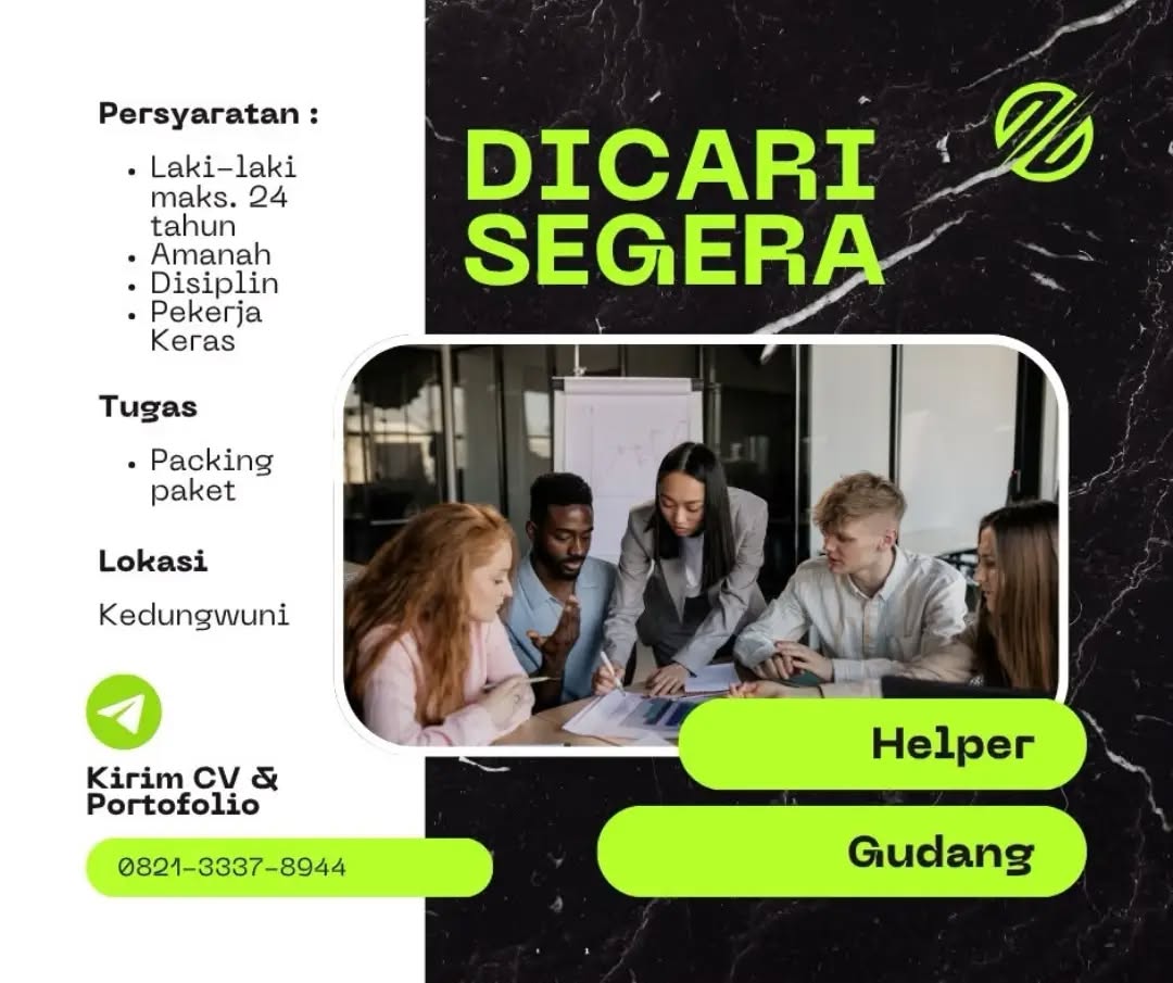 Poster lowongan Helper Gudang