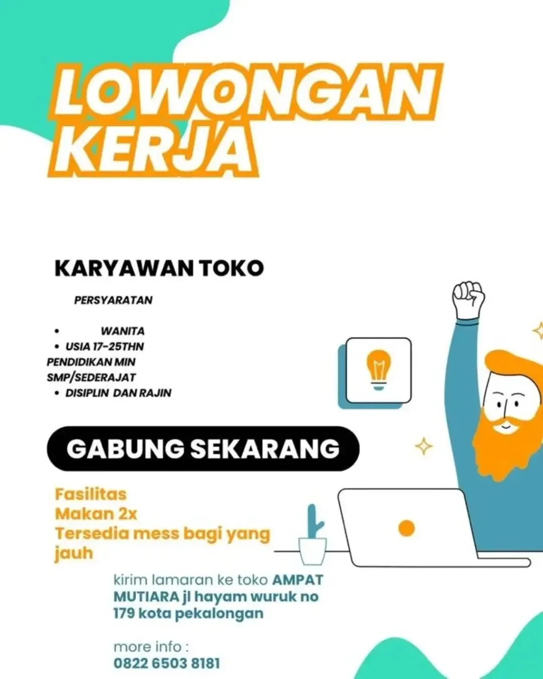 Poster lowongan Karyawan Toko
