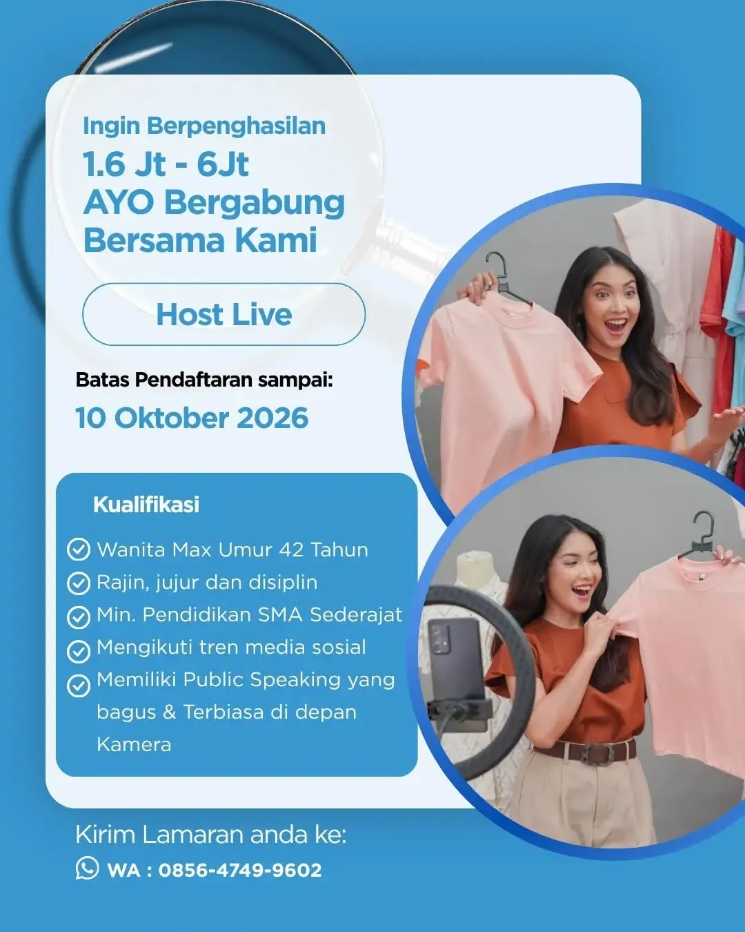 Poster lowongan Host Live