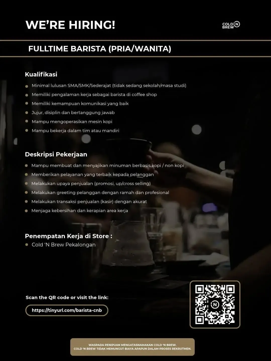 Poster lowongan Barista