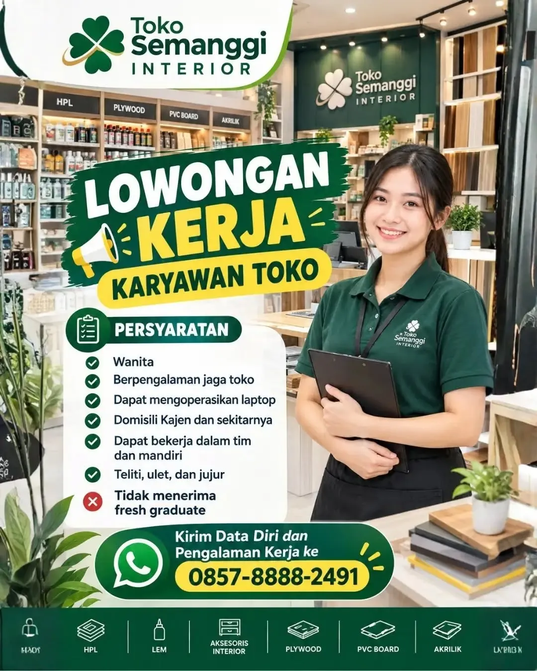 Poster lowongan Karyawan Toko