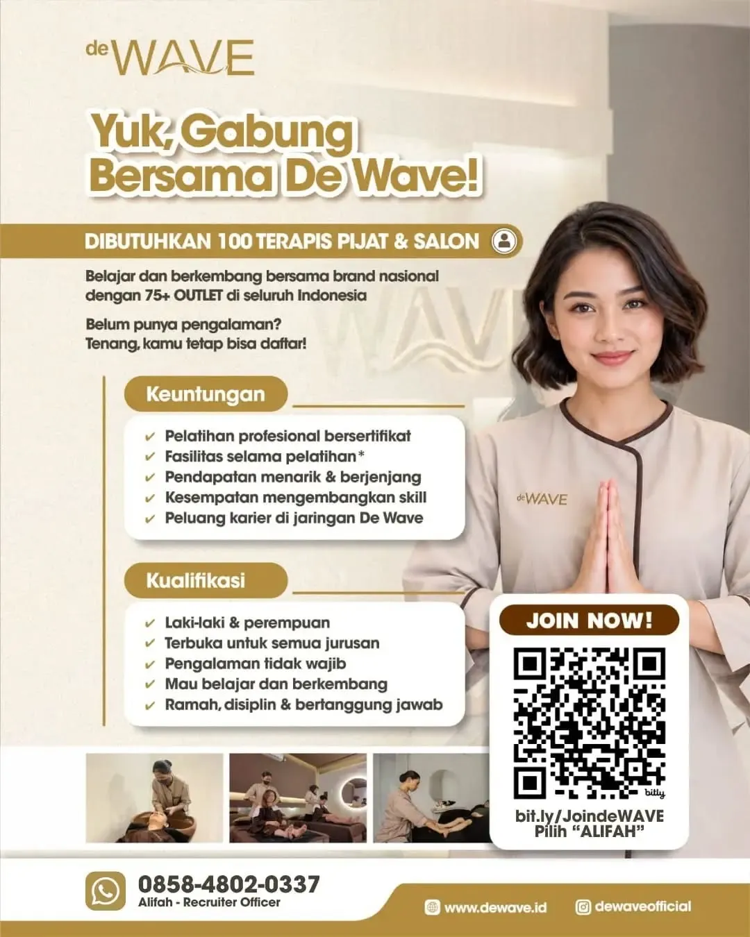 Poster lowongan Therapist & Beautician