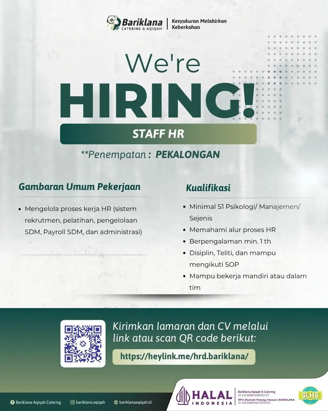 Poster lowongan Staff HR