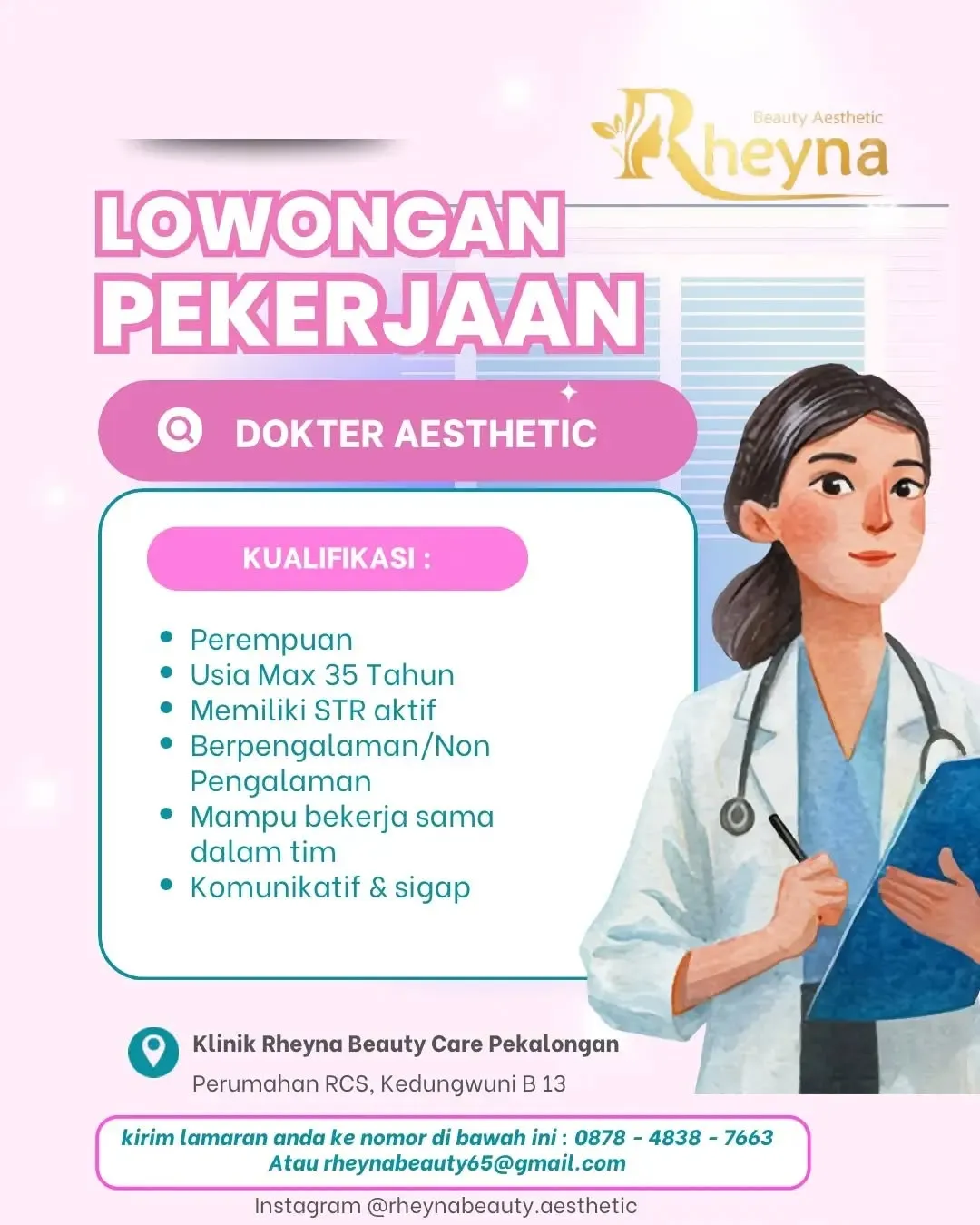 Poster lowongan Dokter Aesthetic