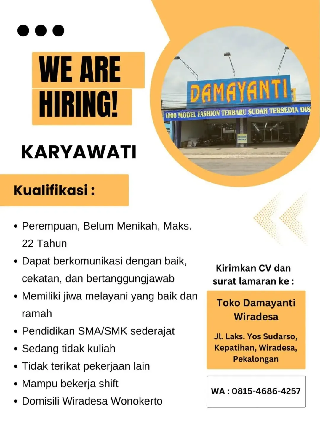 Poster lowongan Karyawati