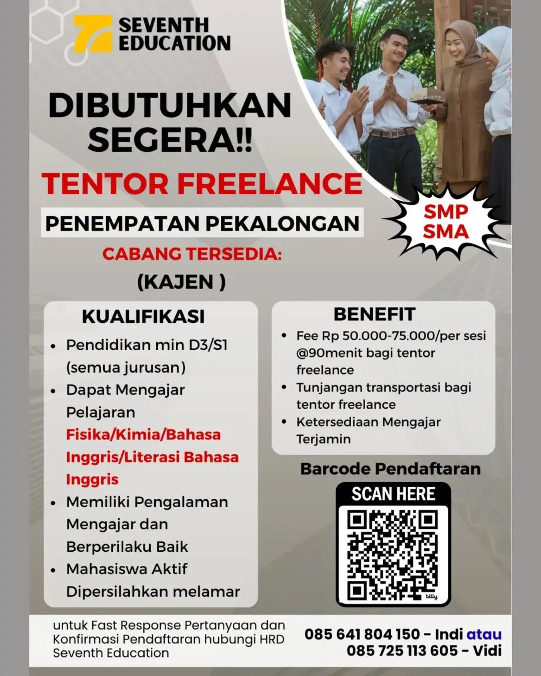 Poster lowongan Tentor Freelance