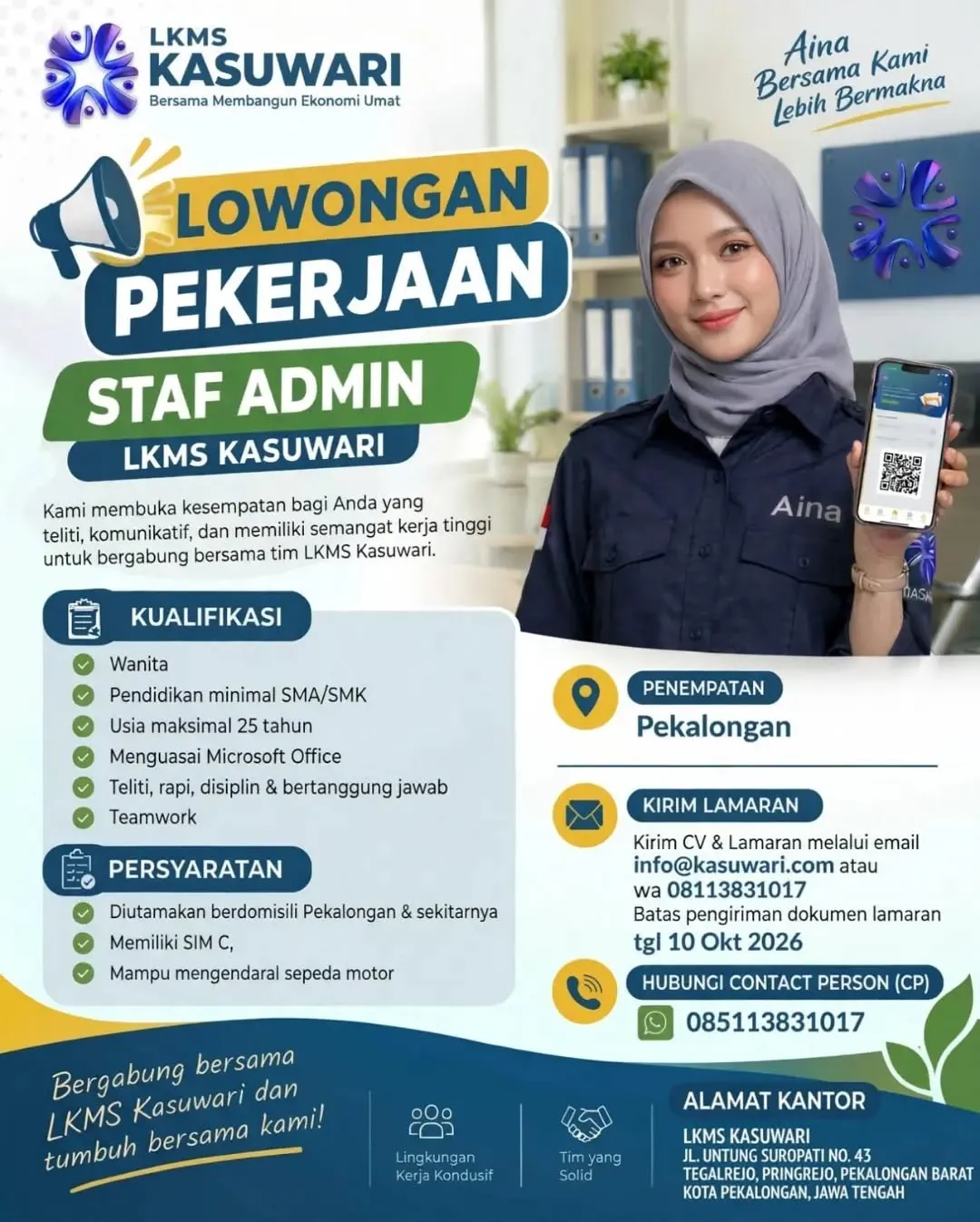 Poster lowongan Staf Admin