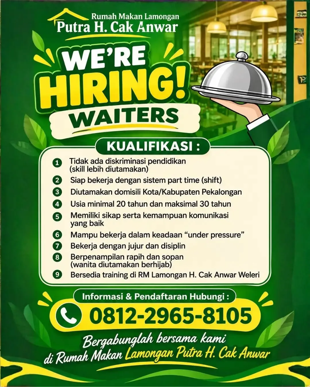Poster lowongan Waiters