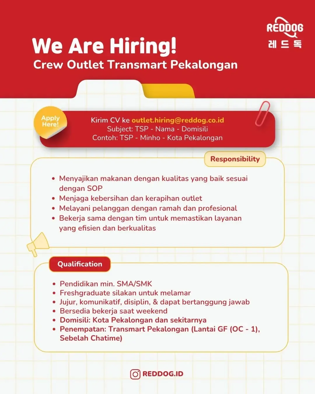 Poster lowongan Crew Outlet