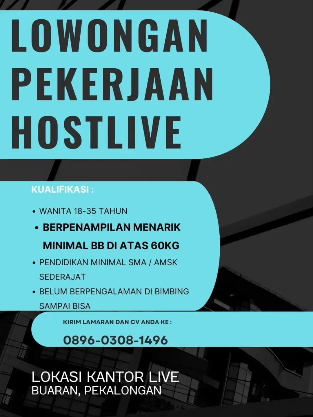 Poster lowongan Host Live