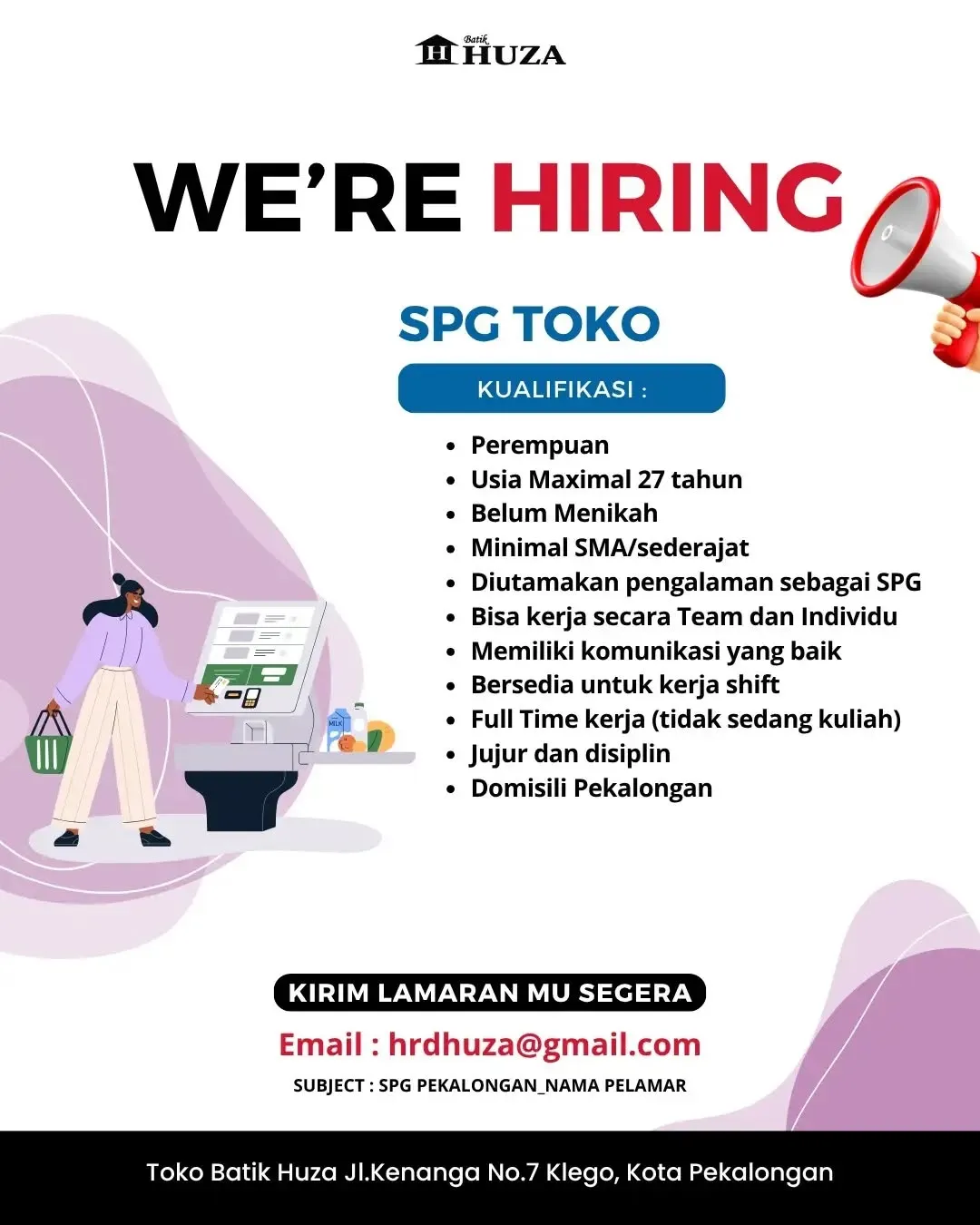 Poster lowongan SPG Toko