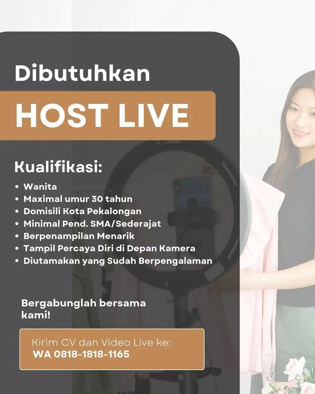 Poster lowongan Host Live